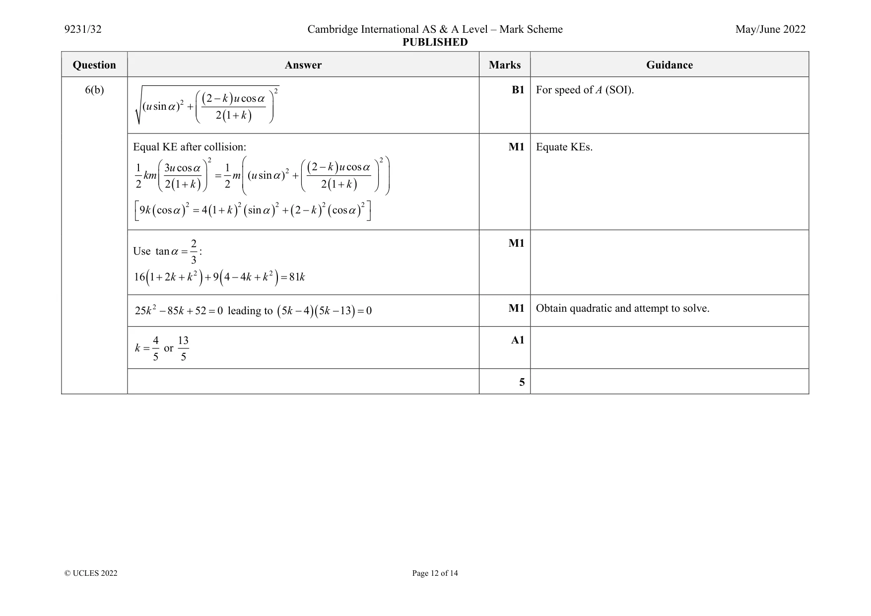 Mark scheme, page 12 of 14