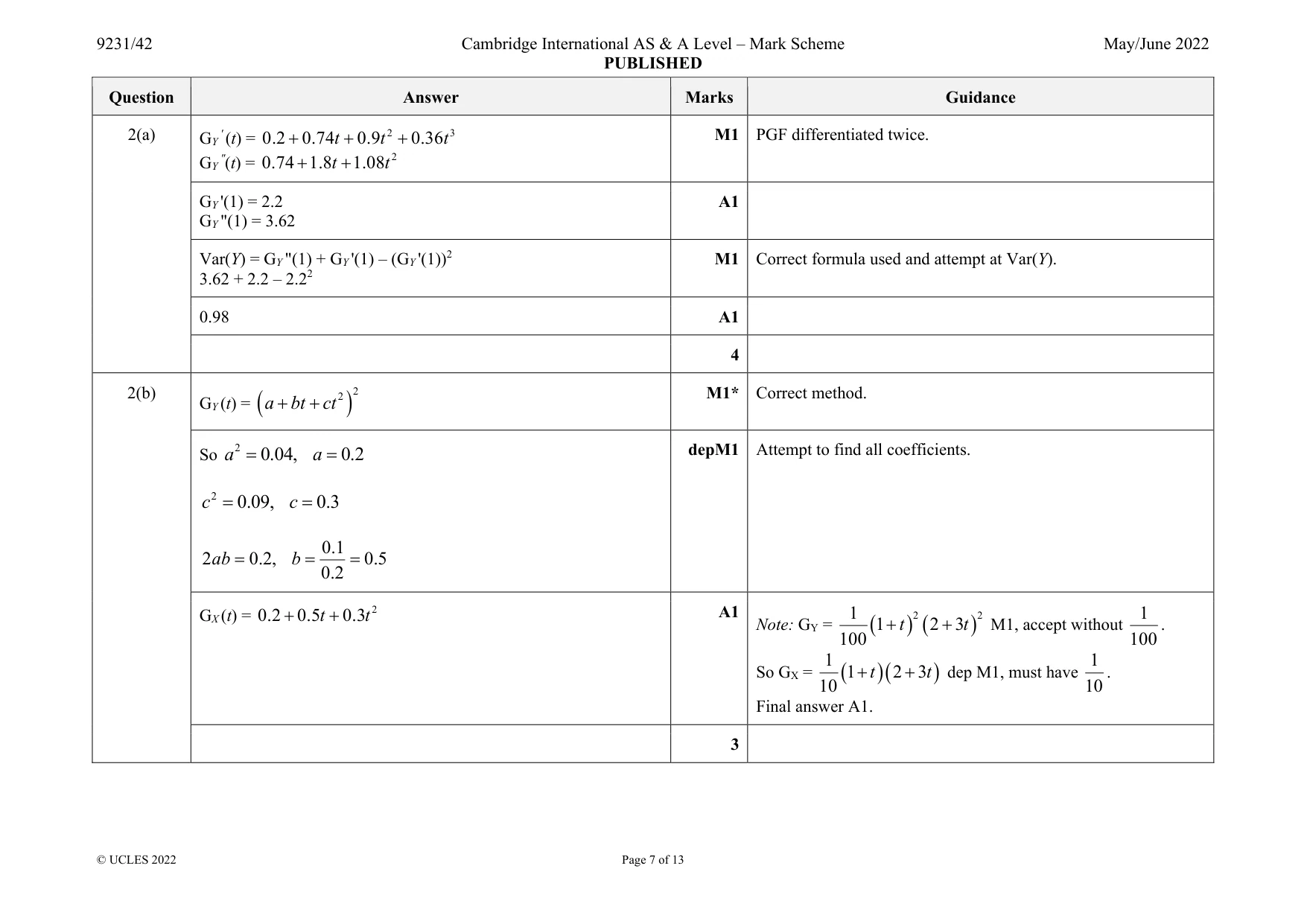 Mark scheme, page 7 of 13