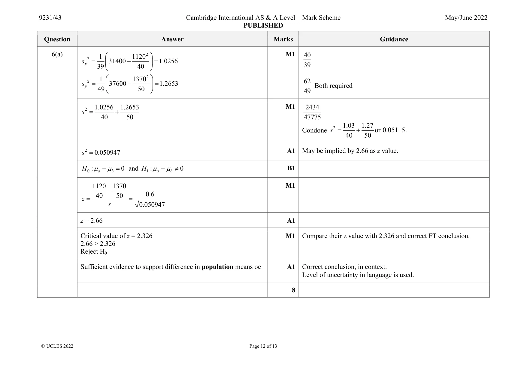 Mark scheme, page 12 of 13