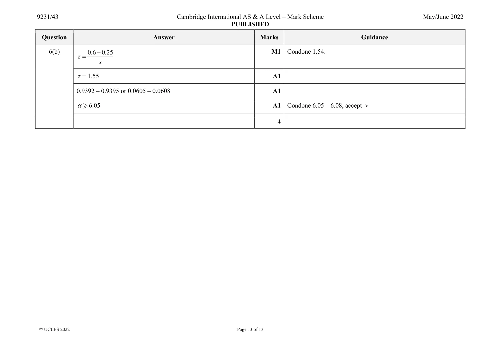 Mark scheme, page 13 of 13
