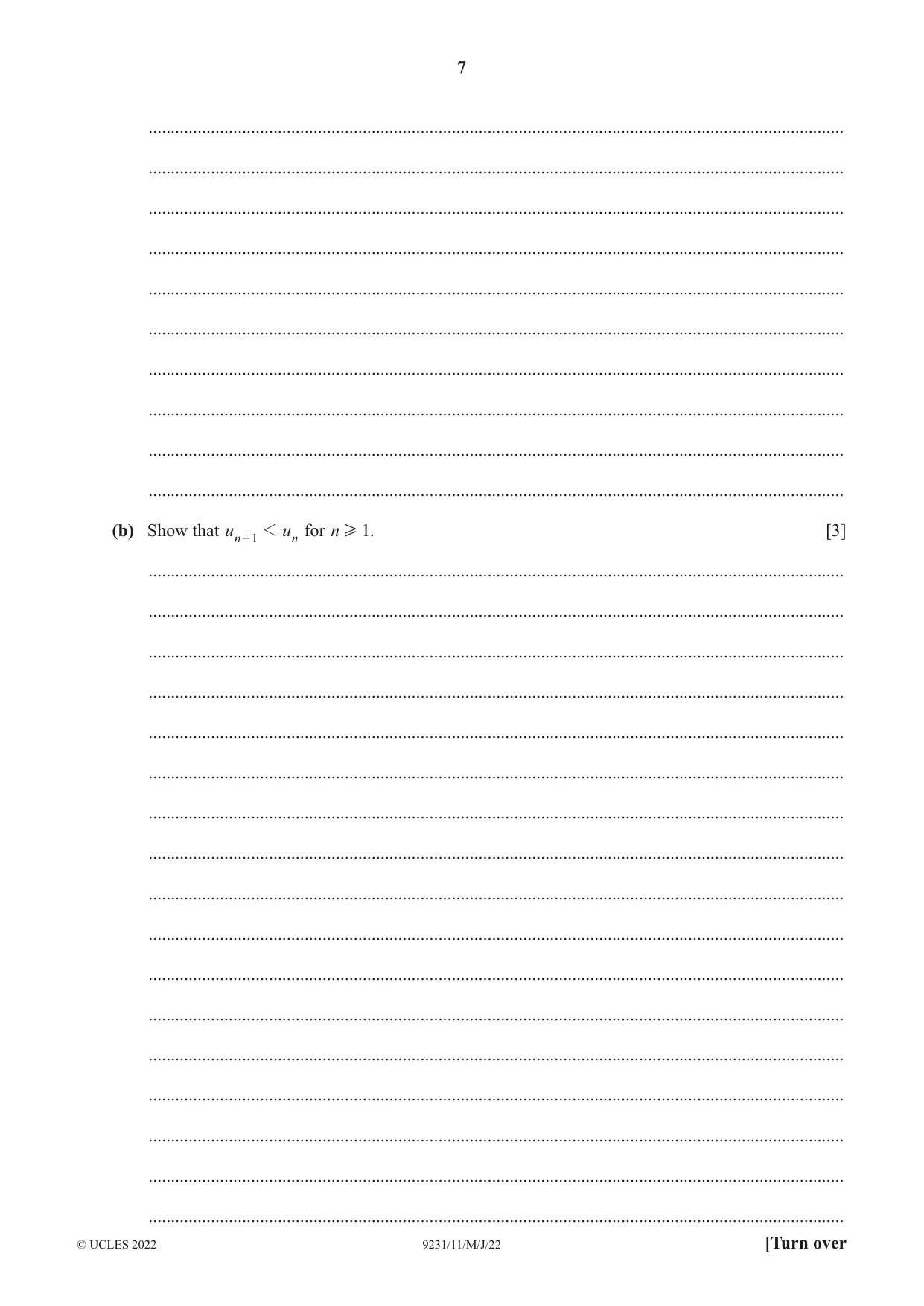 Cambridge A Level Mathematics - Further 9231 2022 May/June Paper 1 · Variant 1 question paper, page 7 of 20