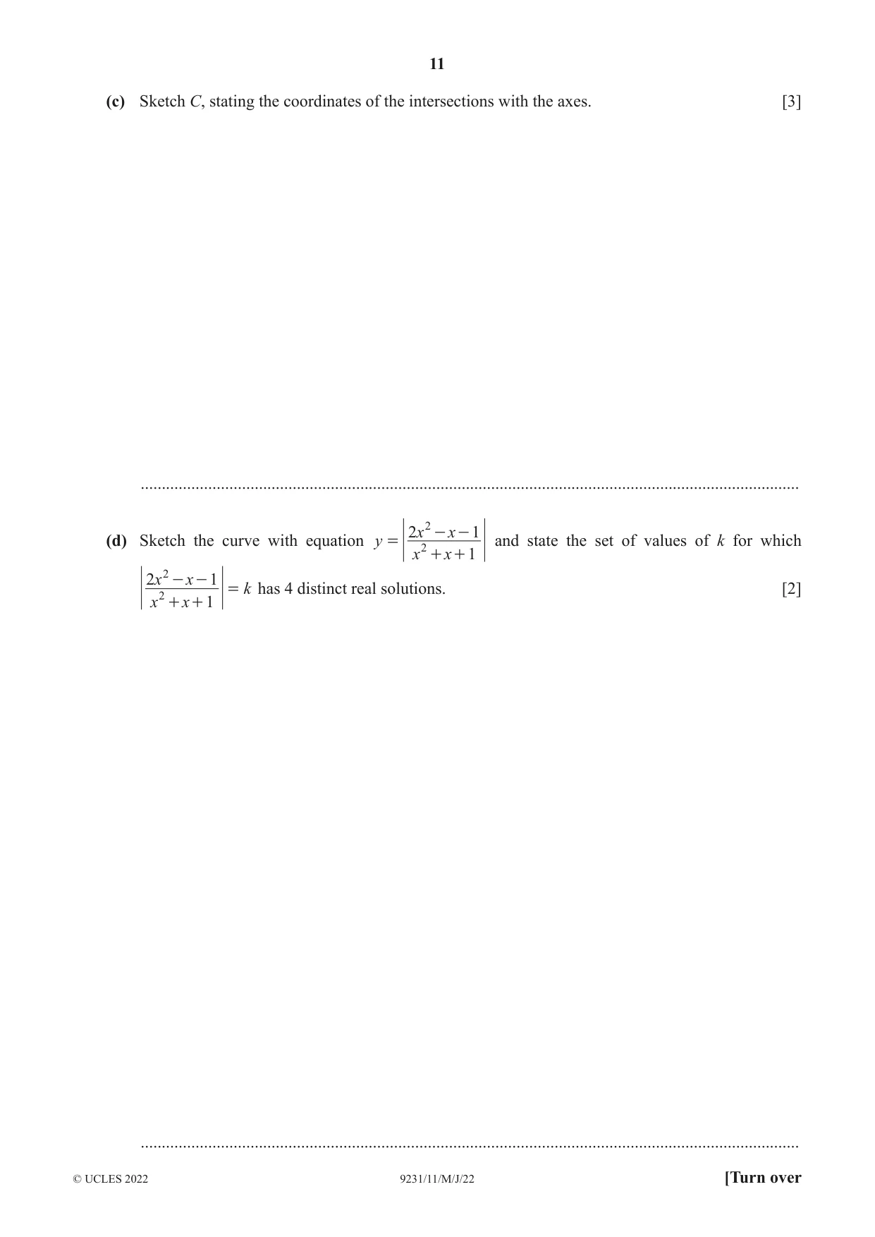 Cambridge A Level Mathematics - Further 9231 2022 May/June Paper 1 · Variant 1 question paper, page 11 of 20