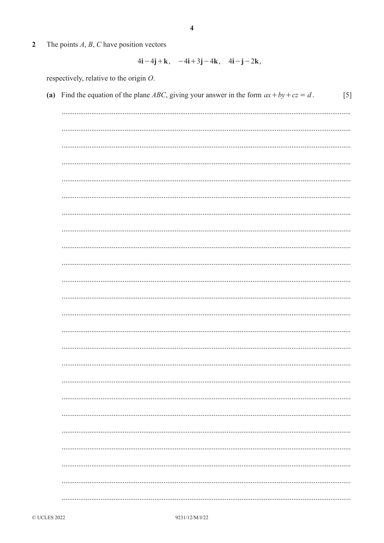 Cambridge A Level Mathematics - Further 9231 2022 May/June Paper 1 · Variant 2 question paper, page 4 of 20