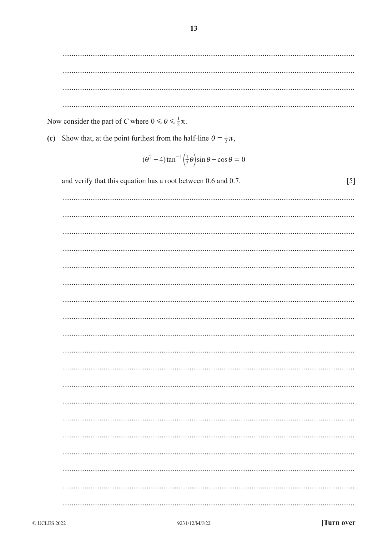 Cambridge A Level Mathematics - Further 9231 2022 May/June Paper 1 · Variant 2 question paper, page 13 of 20