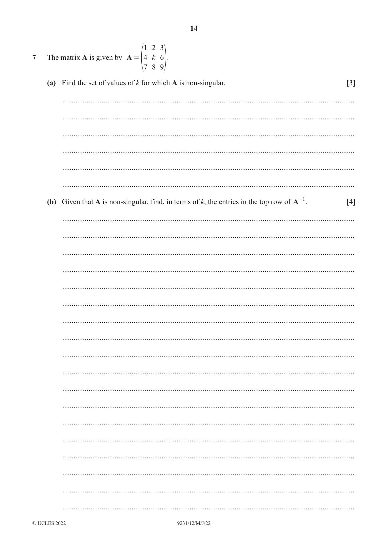 Cambridge A Level Mathematics - Further 9231 2022 May/June Paper 1 · Variant 2 question paper, page 14 of 20