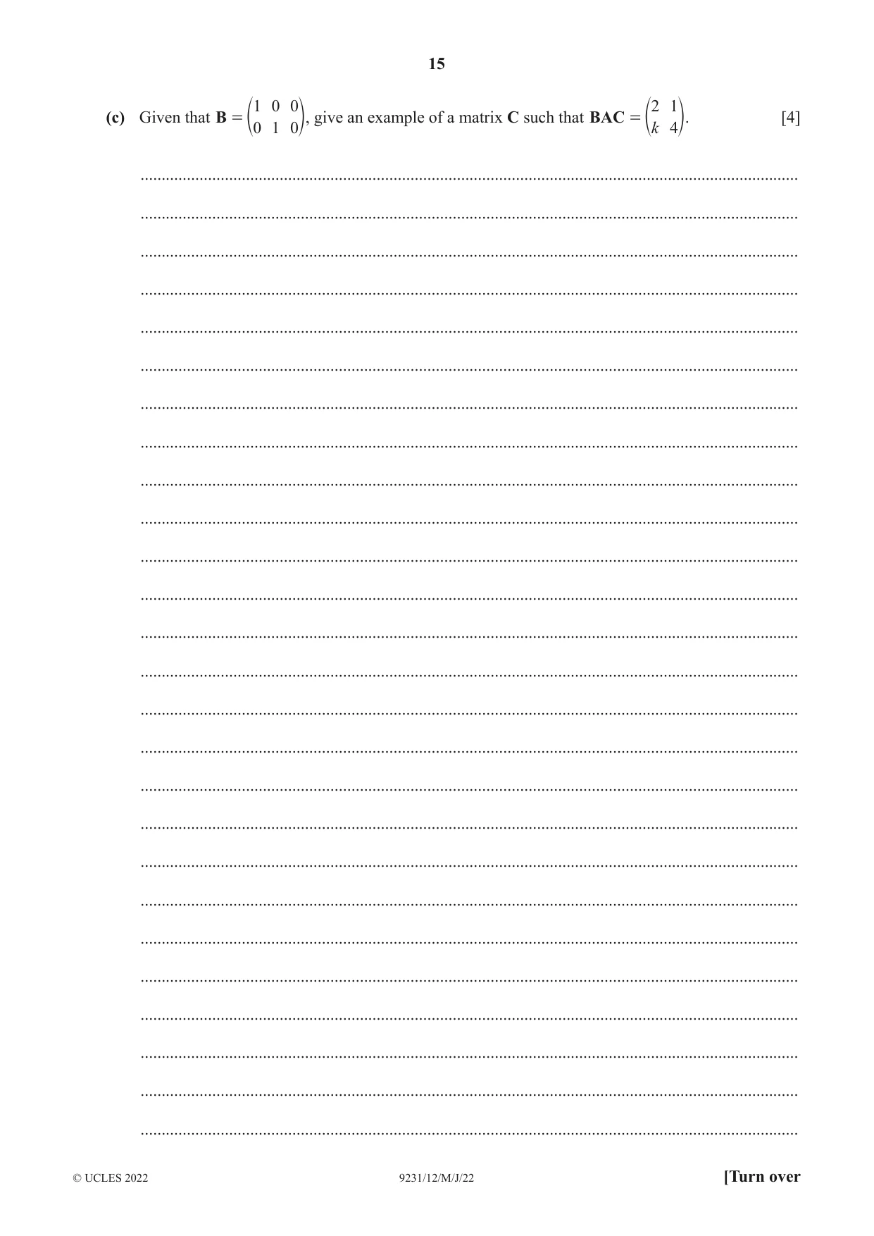 Cambridge A Level Mathematics - Further 9231 2022 May/June Paper 1 · Variant 2 question paper, page 15 of 20