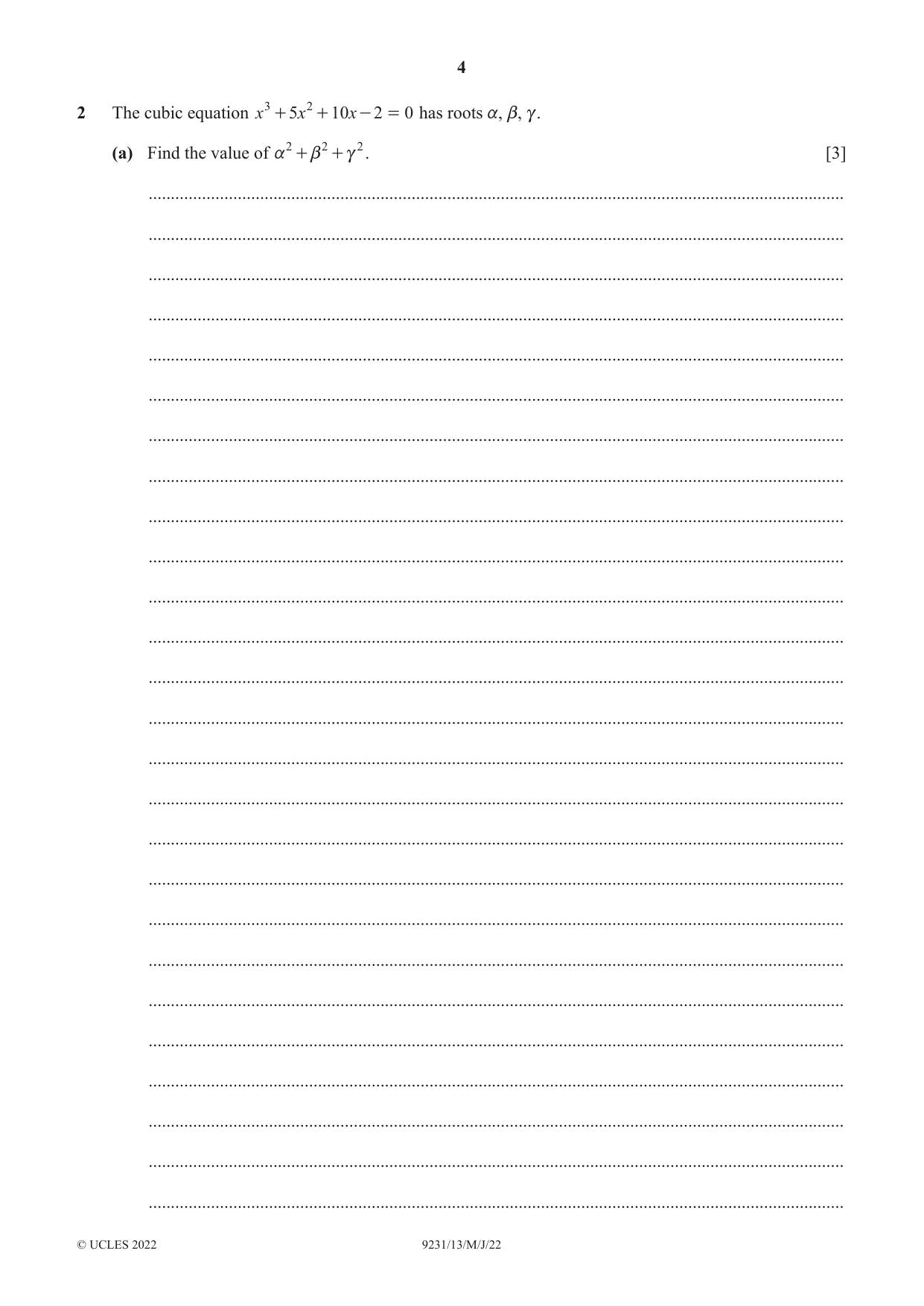 Cambridge A Level Mathematics - Further 9231 2022 May/June Paper 1 · Variant 3 question paper, page 4 of 20