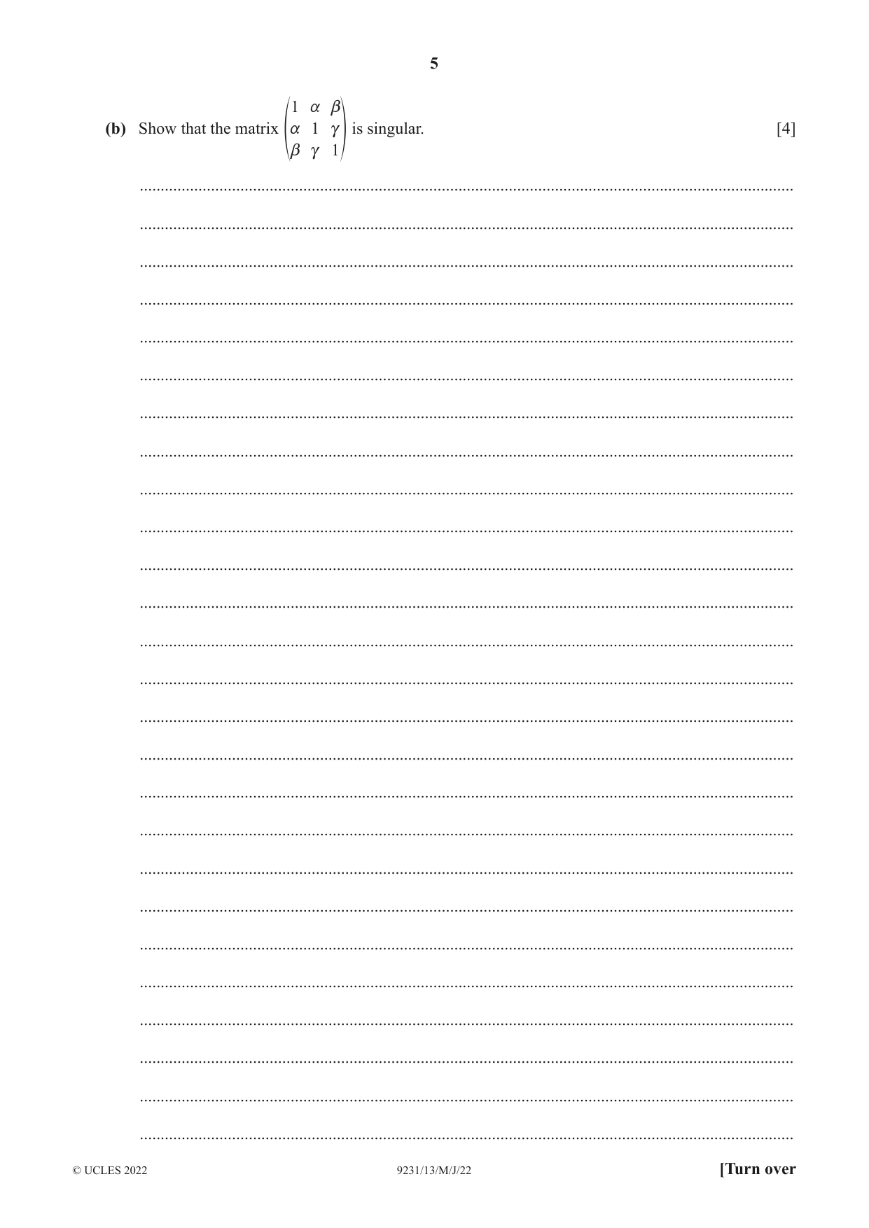 Cambridge A Level Mathematics - Further 9231 2022 May/June Paper 1 · Variant 3 question paper, page 5 of 20