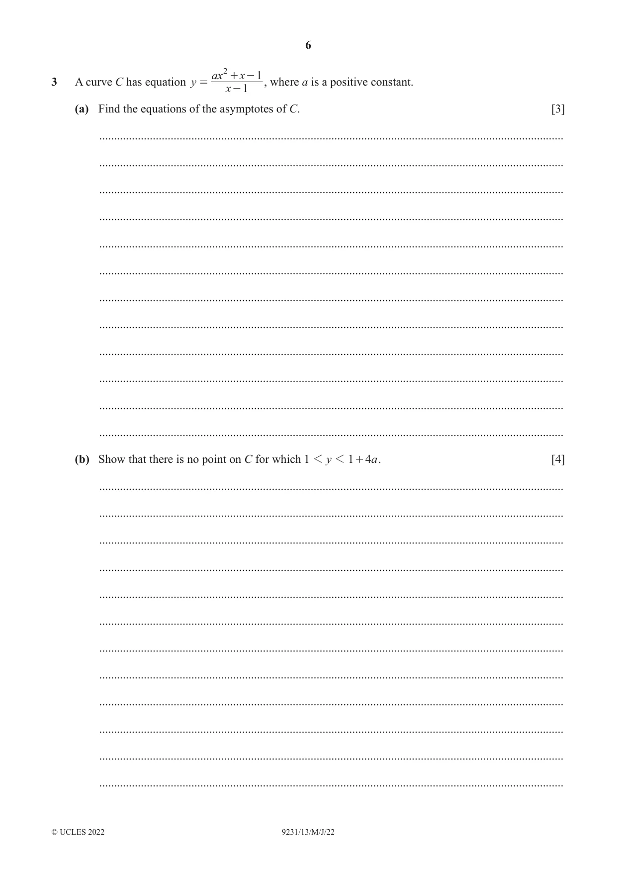 Cambridge A Level Mathematics - Further 9231 2022 May/June Paper 1 · Variant 3 question paper, page 6 of 20