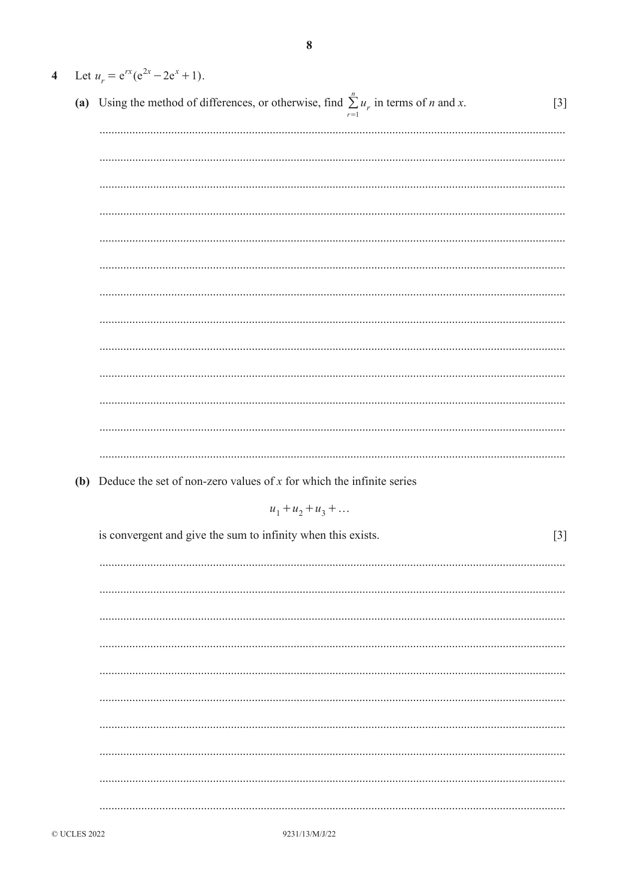 Cambridge A Level Mathematics - Further 9231 2022 May/June Paper 1 · Variant 3 question paper, page 8 of 20