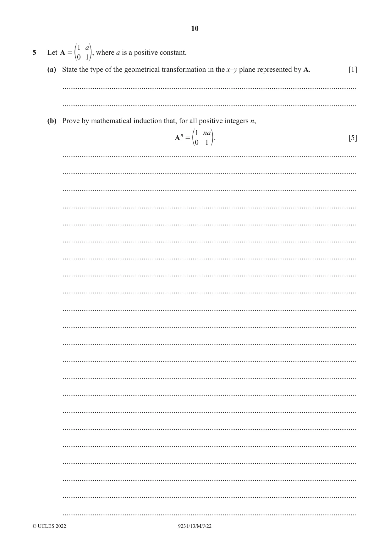 Cambridge A Level Mathematics - Further 9231 2022 May/June Paper 1 · Variant 3 question paper, page 10 of 20