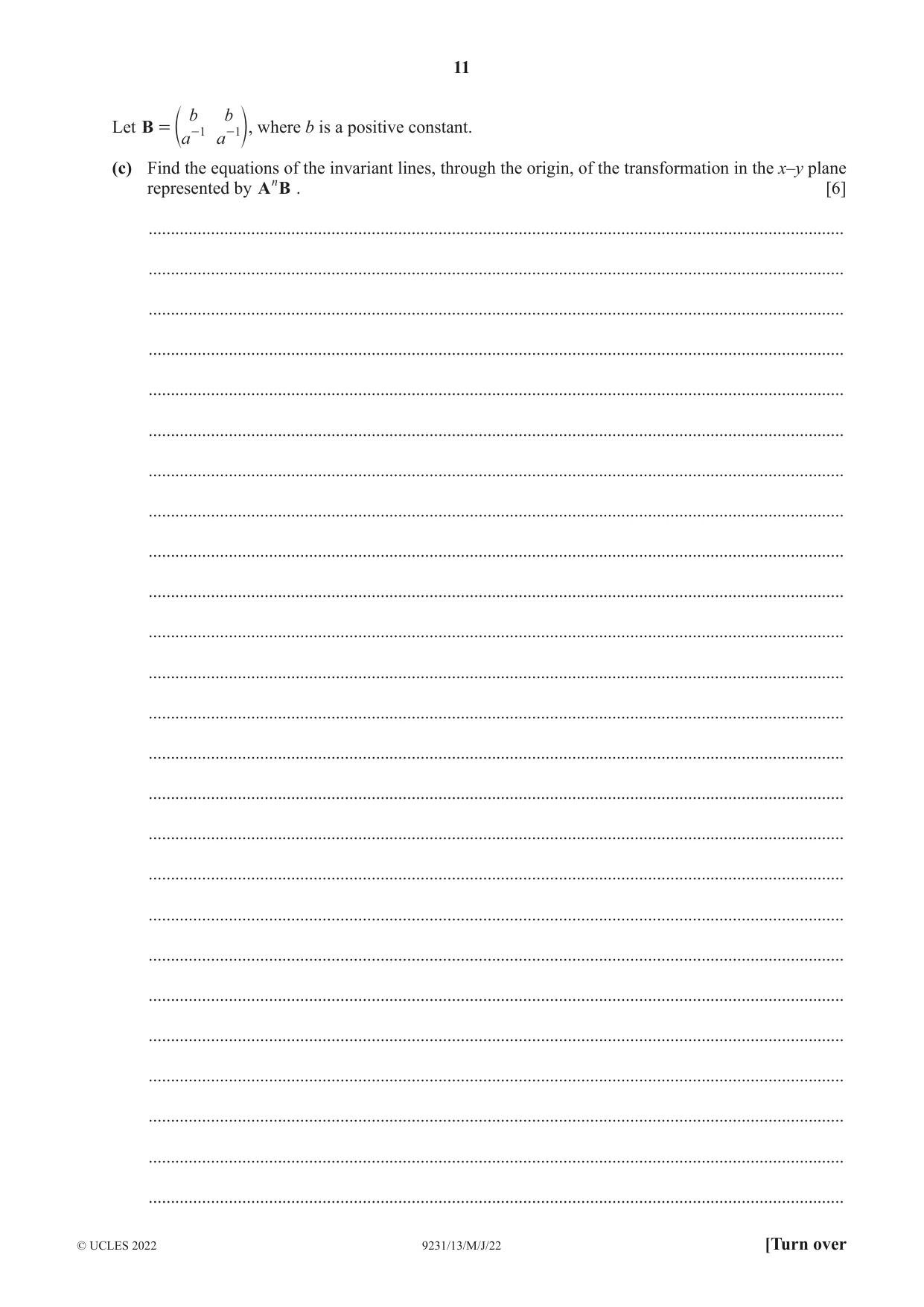 Cambridge A Level Mathematics - Further 9231 2022 May/June Paper 1 · Variant 3 question paper, page 11 of 20