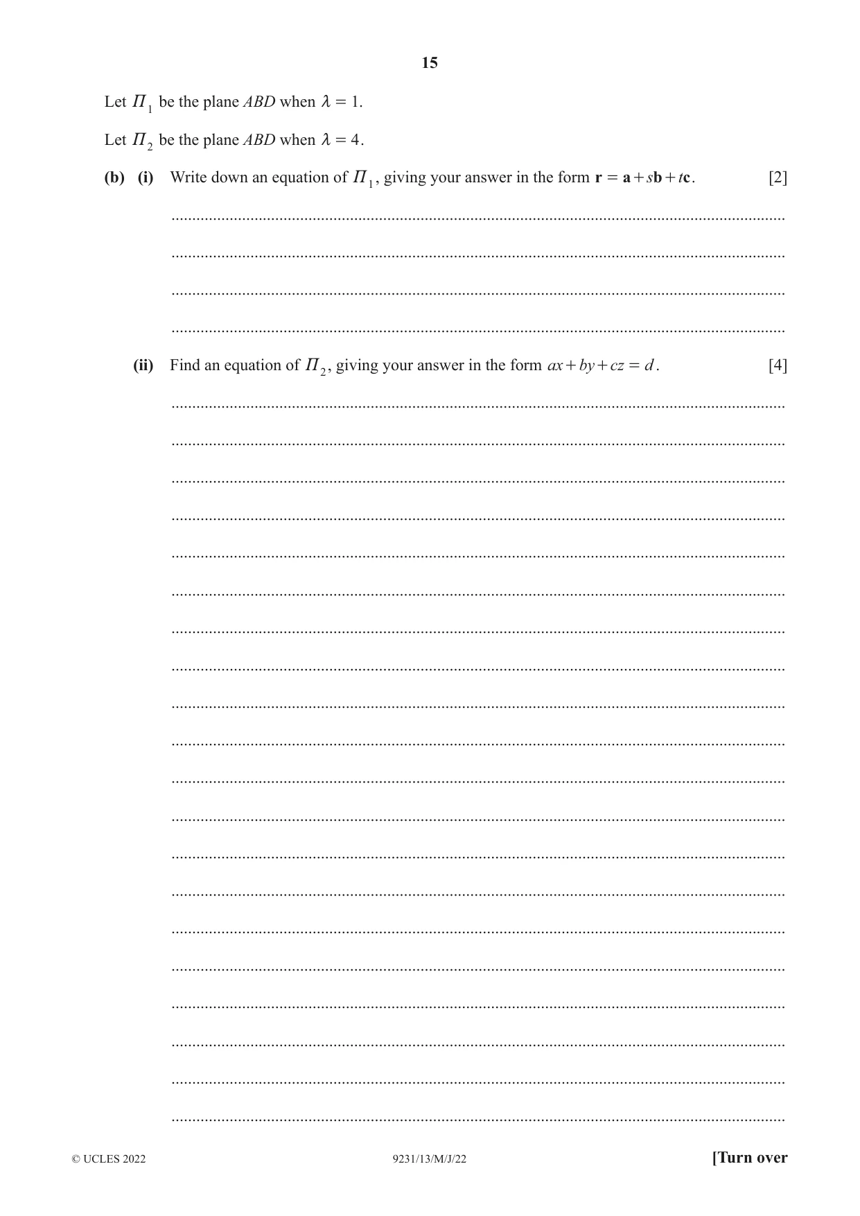 Cambridge A Level Mathematics - Further 9231 2022 May/June Paper 1 · Variant 3 question paper, page 15 of 20