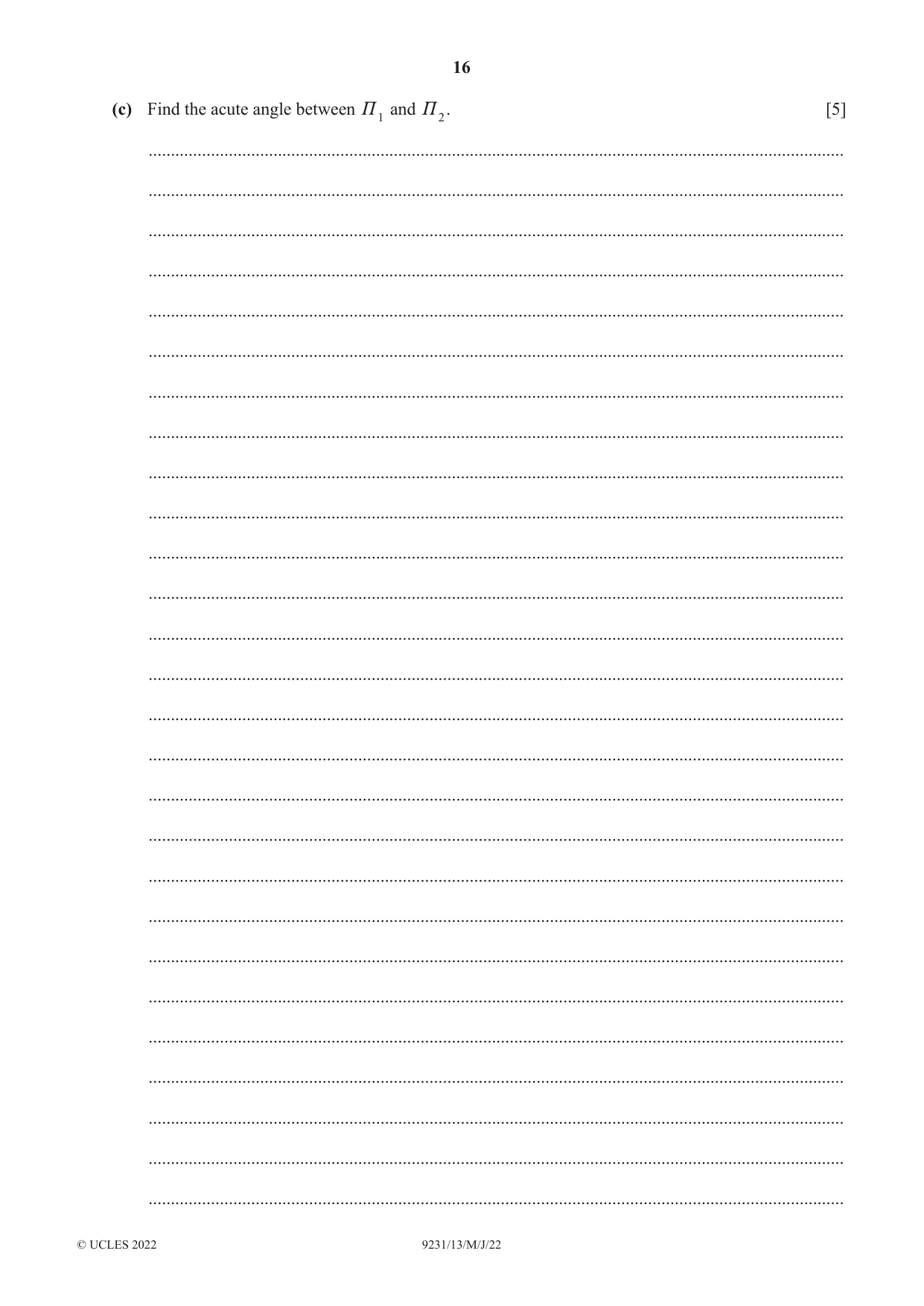Cambridge A Level Mathematics - Further 9231 2022 May/June Paper 1 · Variant 3 question paper, page 16 of 20