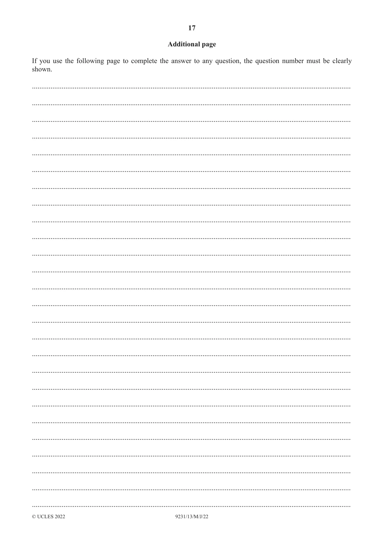 Cambridge A Level Mathematics - Further 9231 2022 May/June Paper 1 · Variant 3 question paper, page 17 of 20
