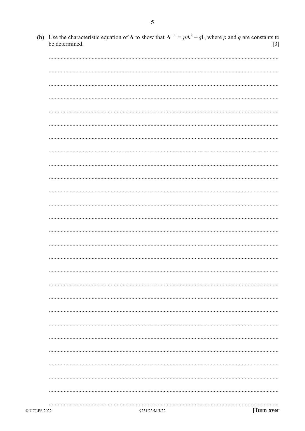 Cambridge A Level Mathematics - Further 9231 2022 May/June Paper 2 · Variant 3 question paper, page 5 of 20