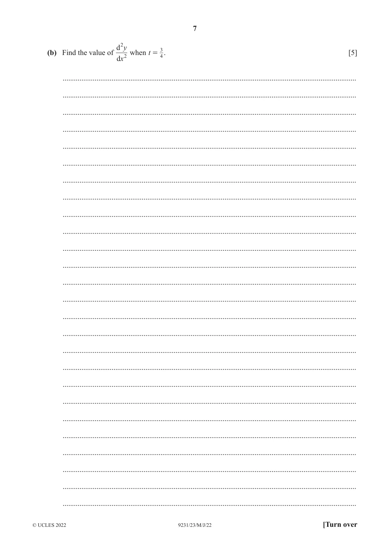 Cambridge A Level Mathematics - Further 9231 2022 May/June Paper 2 · Variant 3 question paper, page 7 of 20