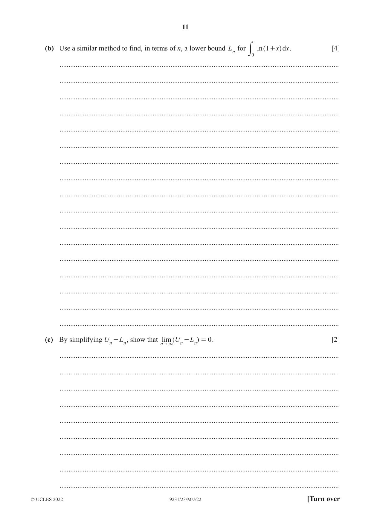 Cambridge A Level Mathematics - Further 9231 2022 May/June Paper 2 · Variant 3 question paper, page 11 of 20