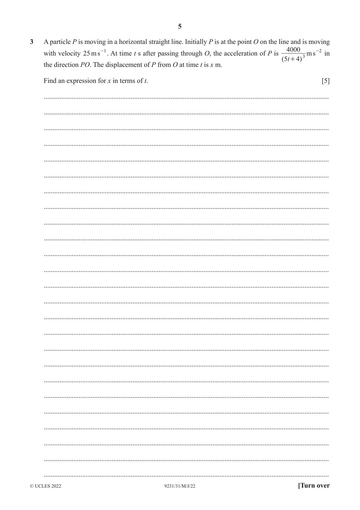 Cambridge A Level Mathematics - Further 9231 2022 May/June Paper 3 · Variant 1 question paper, page 5 of 16