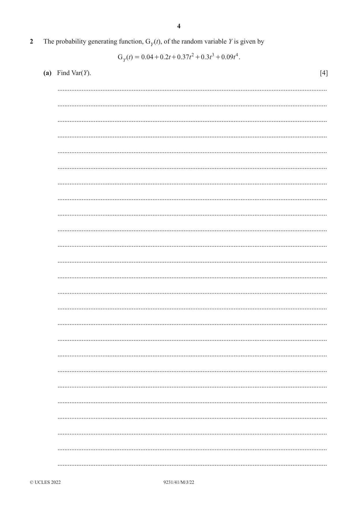 Cambridge A Level Mathematics - Further 9231 2022 May/June Paper 4 · Variant 1 question paper, page 4 of 16