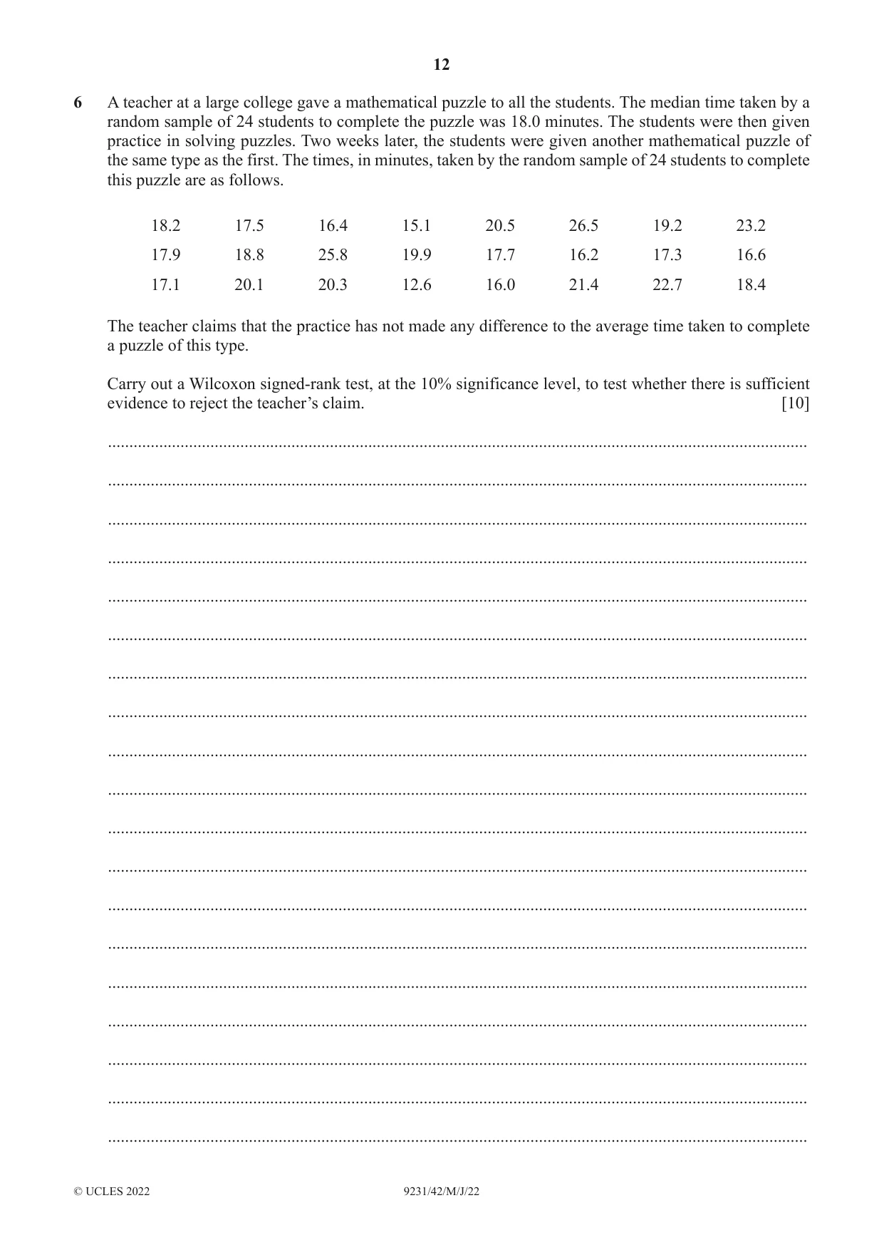 Cambridge A Level Mathematics - Further 9231 2022 May/June Paper 4 · Variant 2 question paper, page 12 of 16
