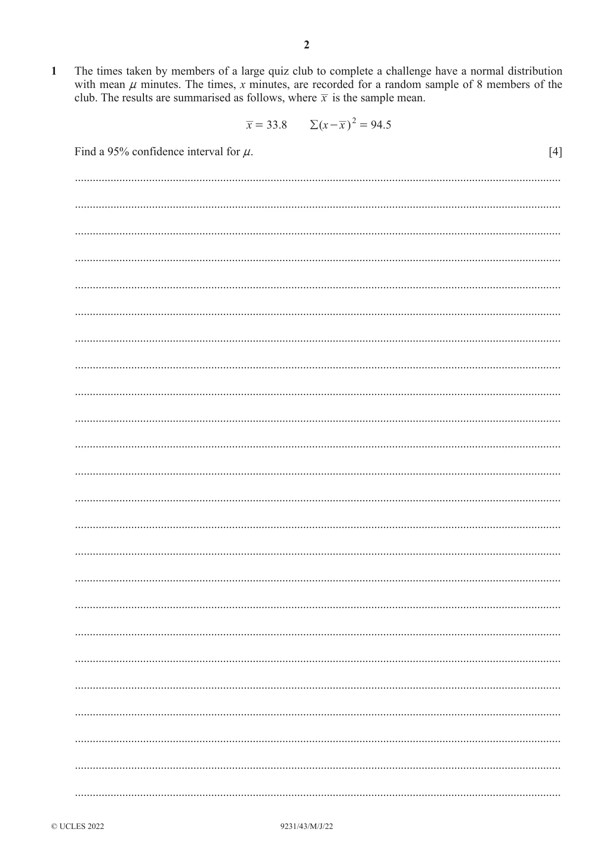 Cambridge A Level Mathematics - Further 9231 2022 May/June Paper 4 · Variant 3 question paper, page 2 of 12