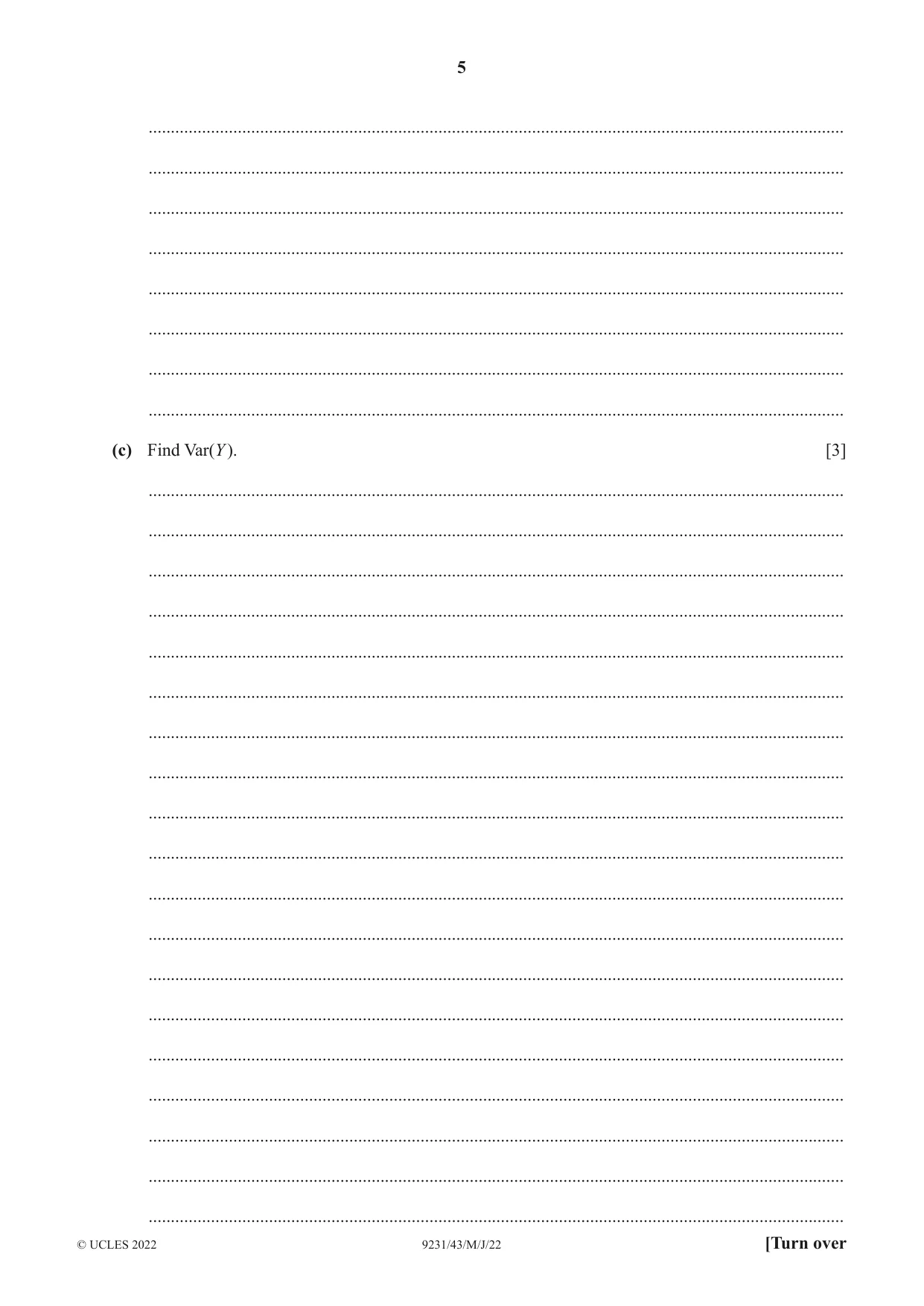 Cambridge A Level Mathematics - Further 9231 2022 May/June Paper 4 · Variant 3 question paper, page 5 of 12
