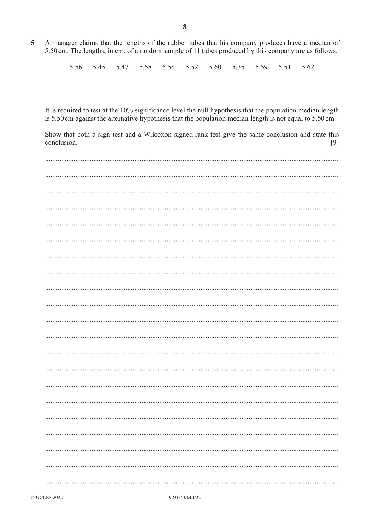 Cambridge A Level Mathematics - Further 9231 2022 May/June Paper 4 · Variant 3 question paper, page 8 of 12