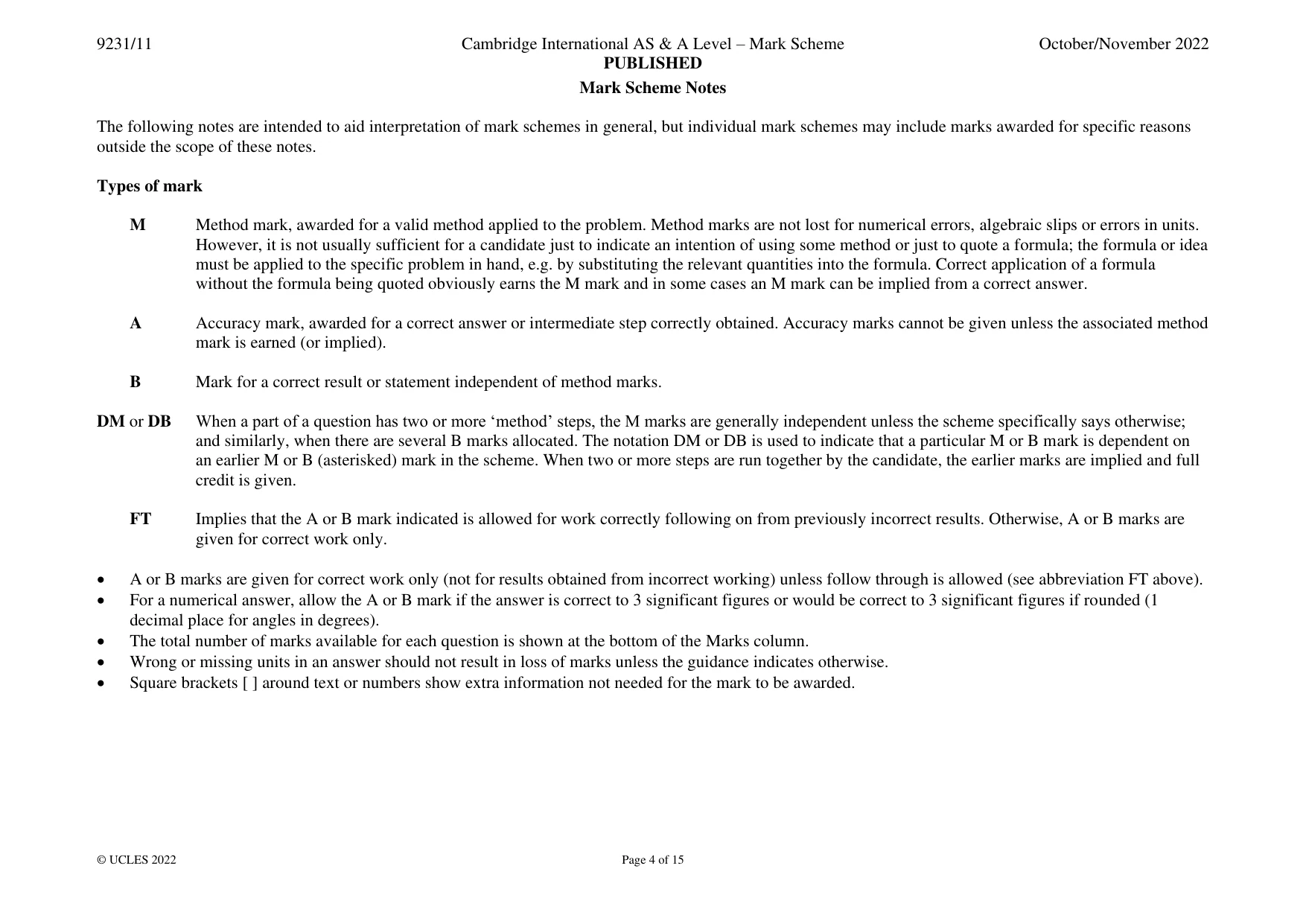 Mark scheme, page 4 of 15