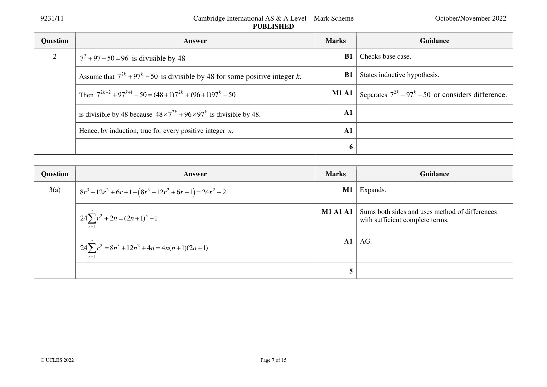 Mark scheme, page 7 of 15