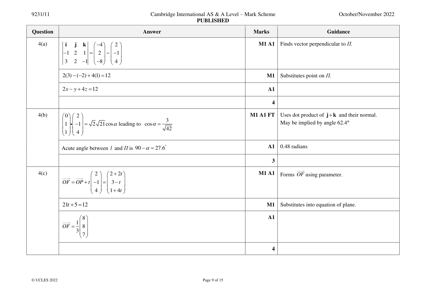 Mark scheme, page 9 of 15