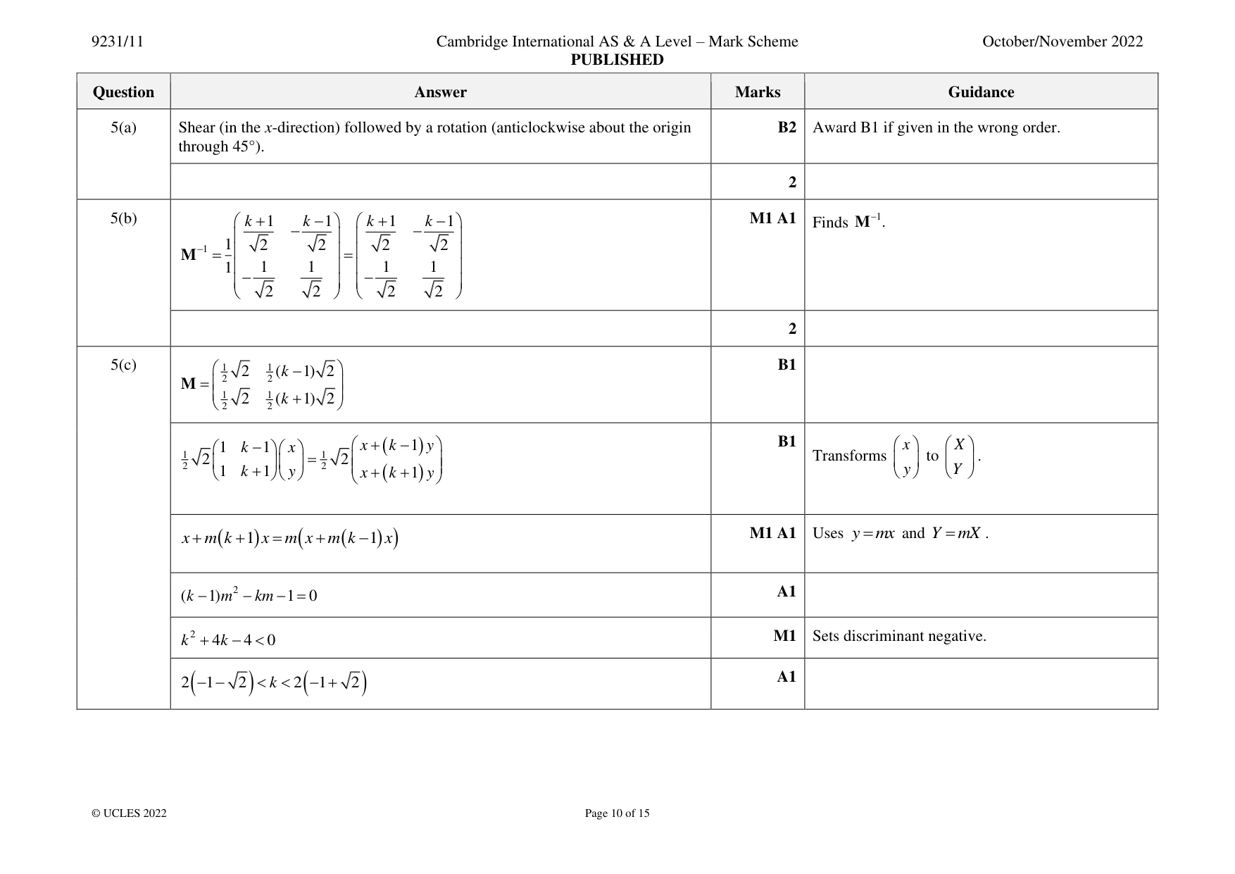 Mark scheme, page 10 of 15