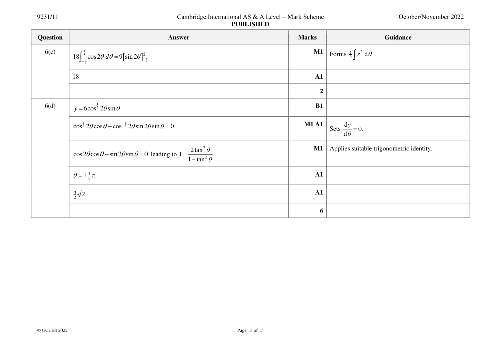 Mark scheme, page 13 of 15