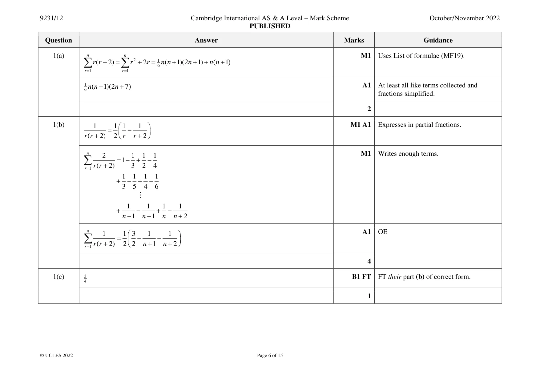 Mark scheme, page 6 of 15