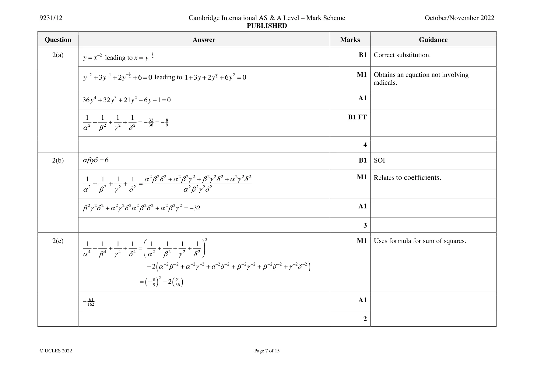 Mark scheme, page 7 of 15