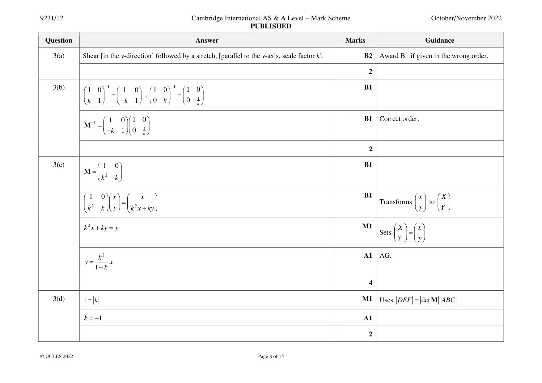Mark scheme, page 8 of 15