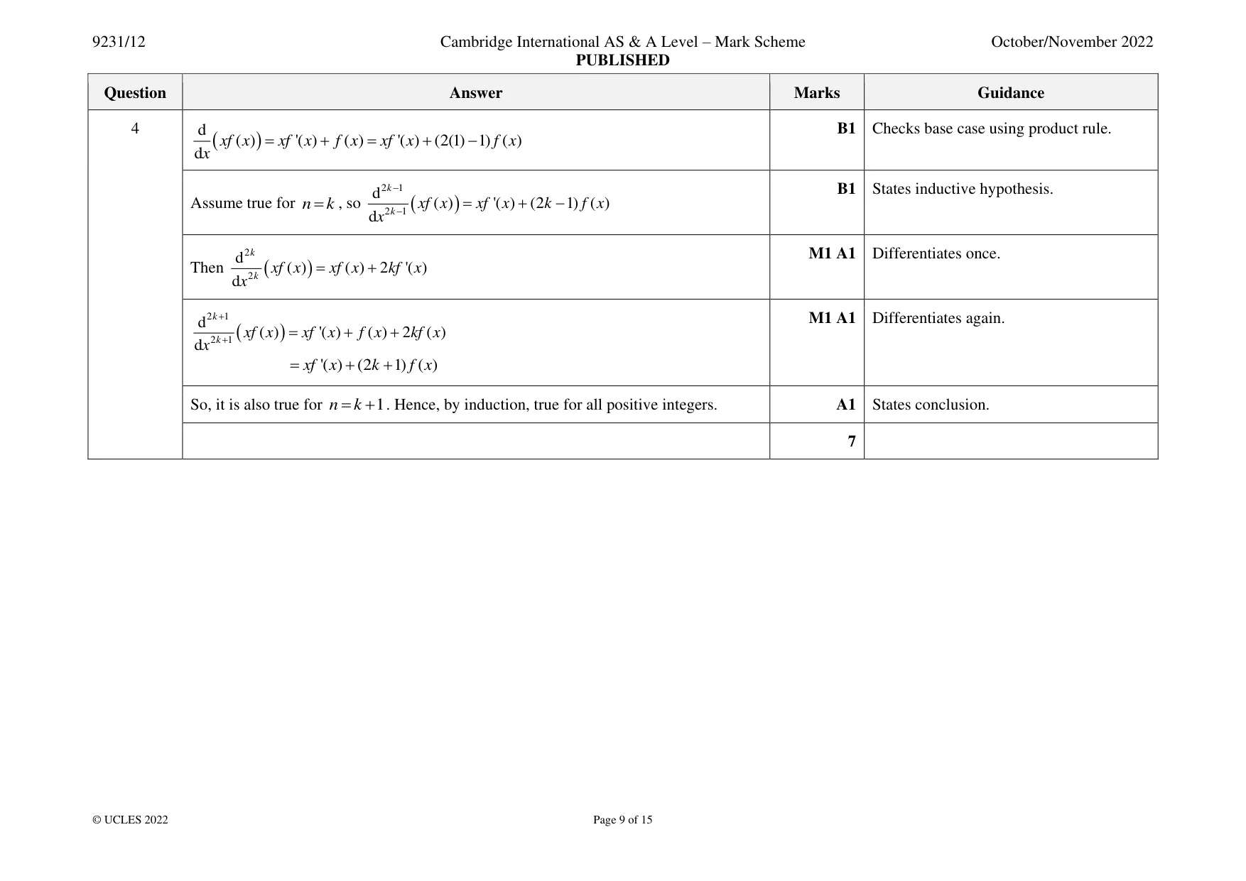 Mark scheme, page 9 of 15