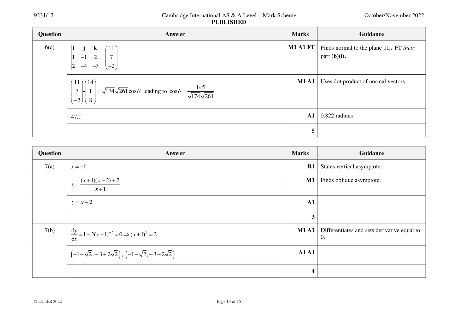 Mark scheme, page 13 of 15