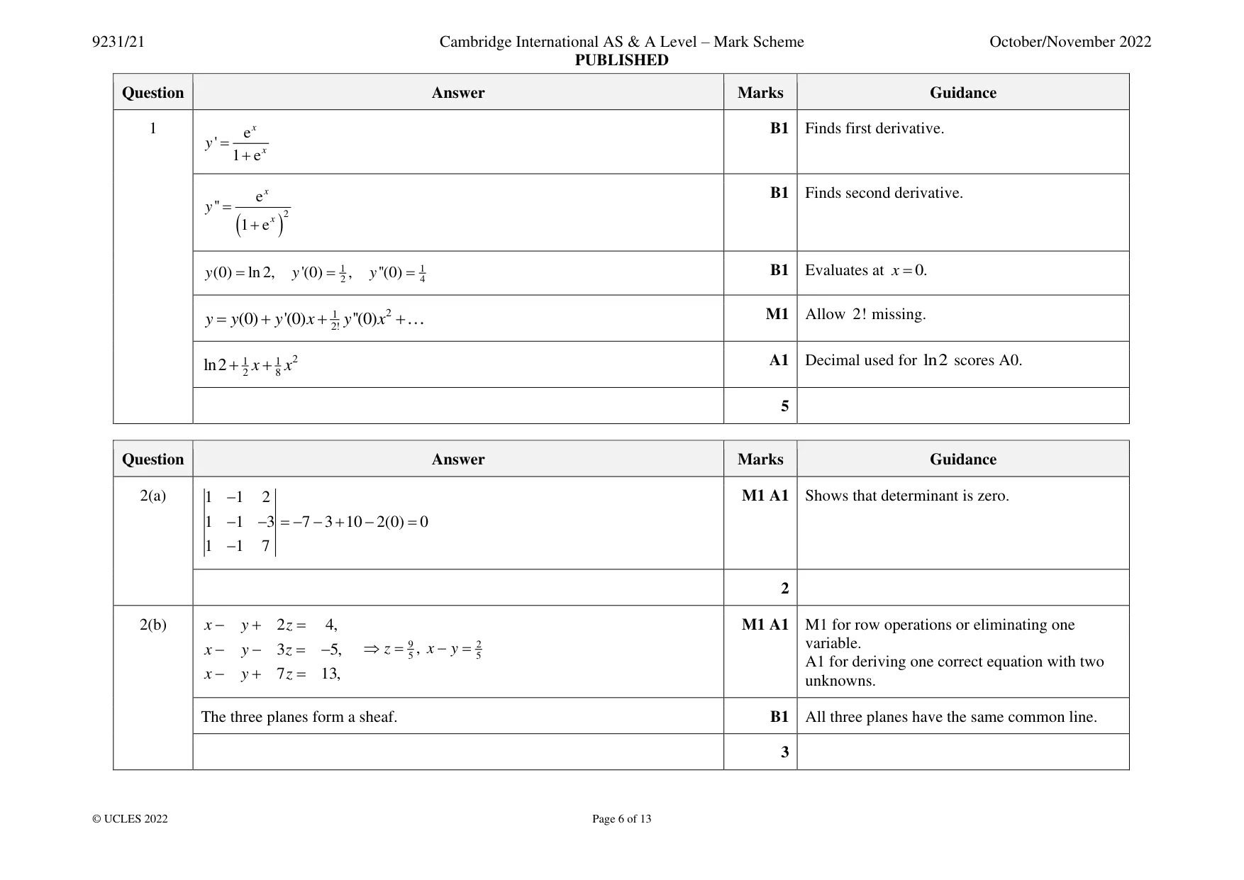 Mark scheme, page 6 of 13