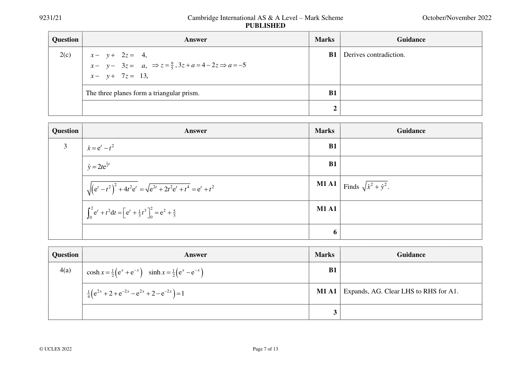 Mark scheme, page 7 of 13