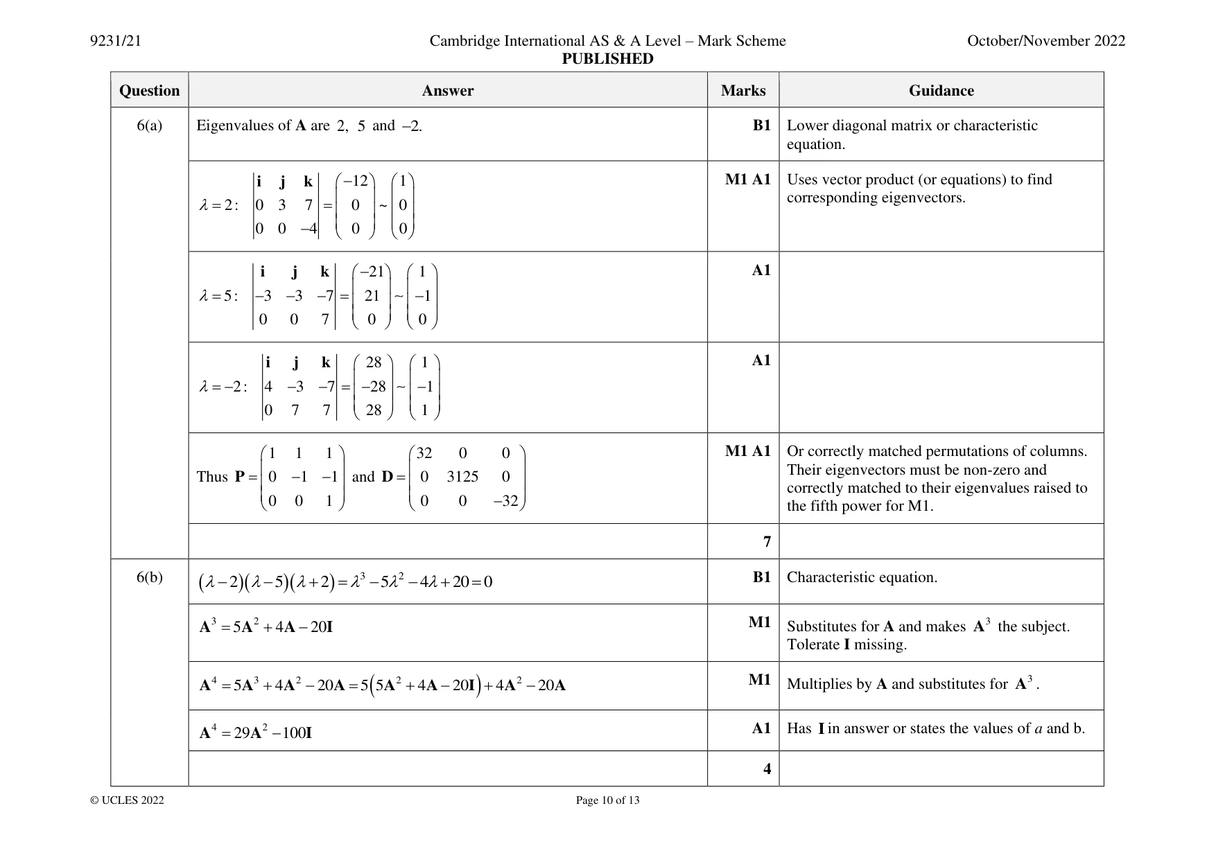 Mark scheme, page 10 of 13