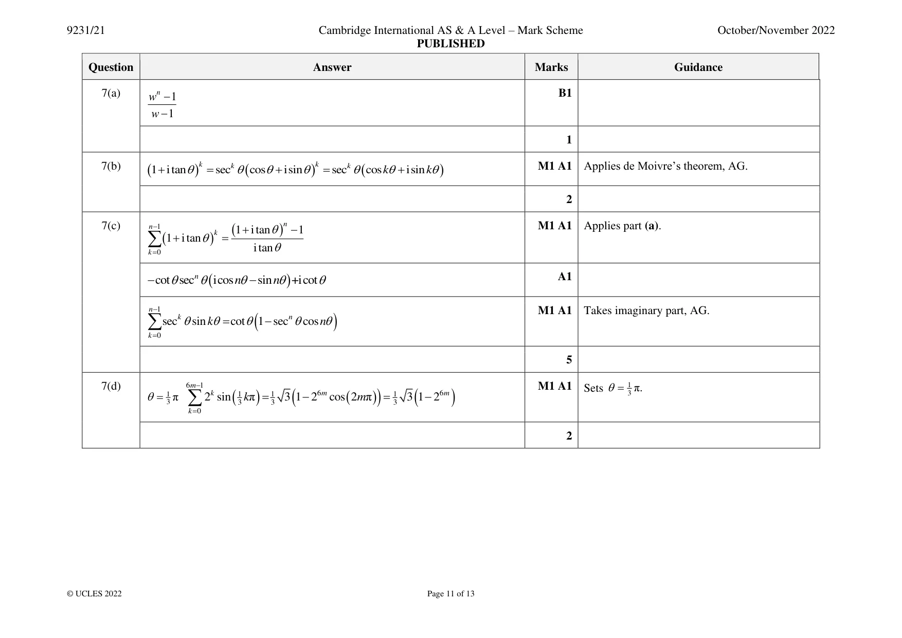 Mark scheme, page 11 of 13