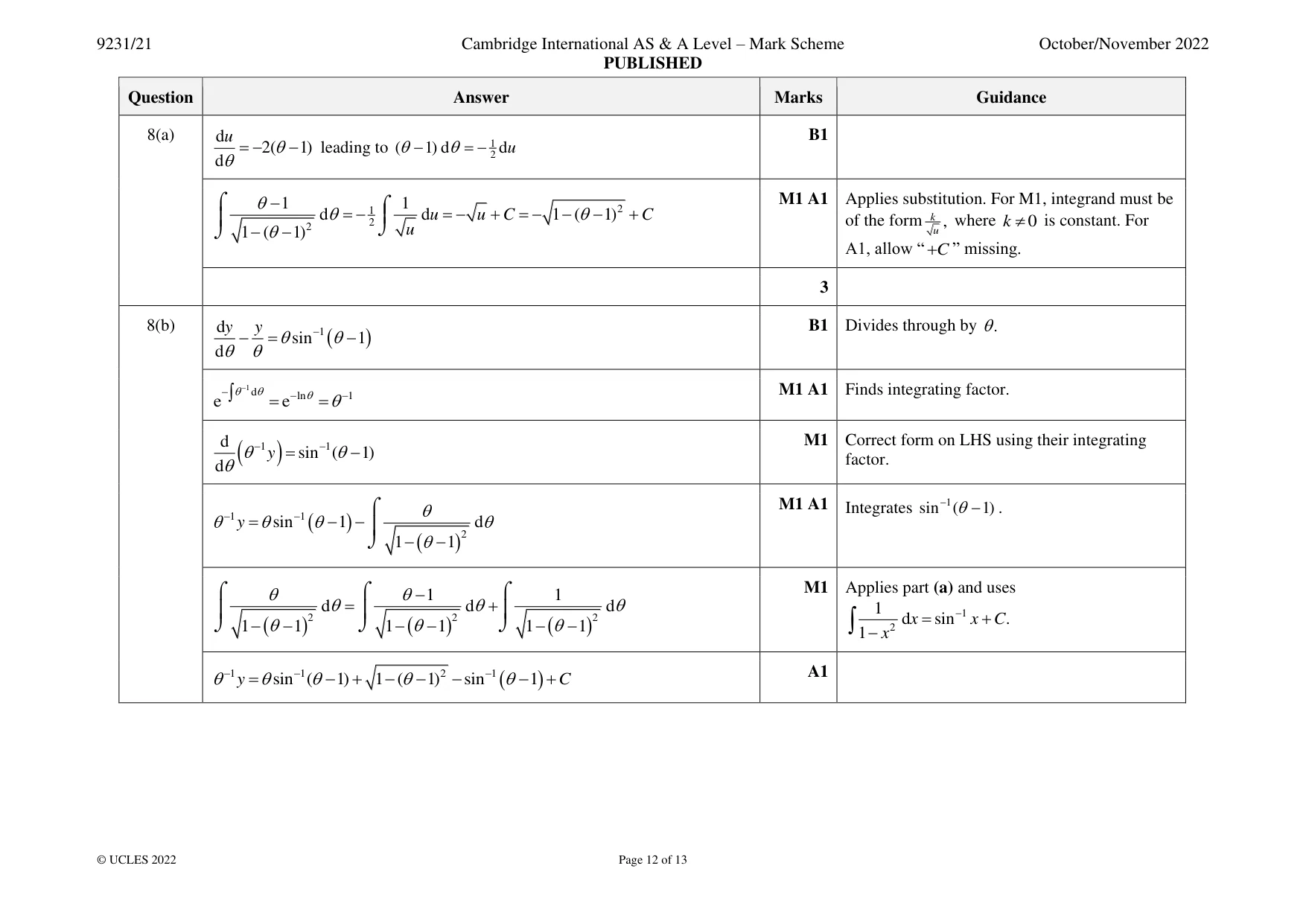 Mark scheme, page 12 of 13