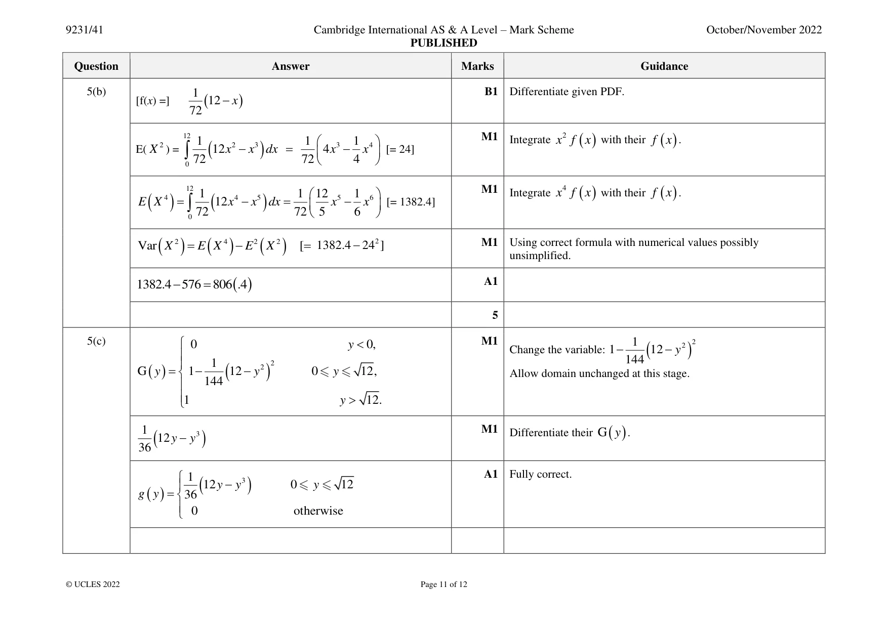 Mark scheme, page 11 of 12