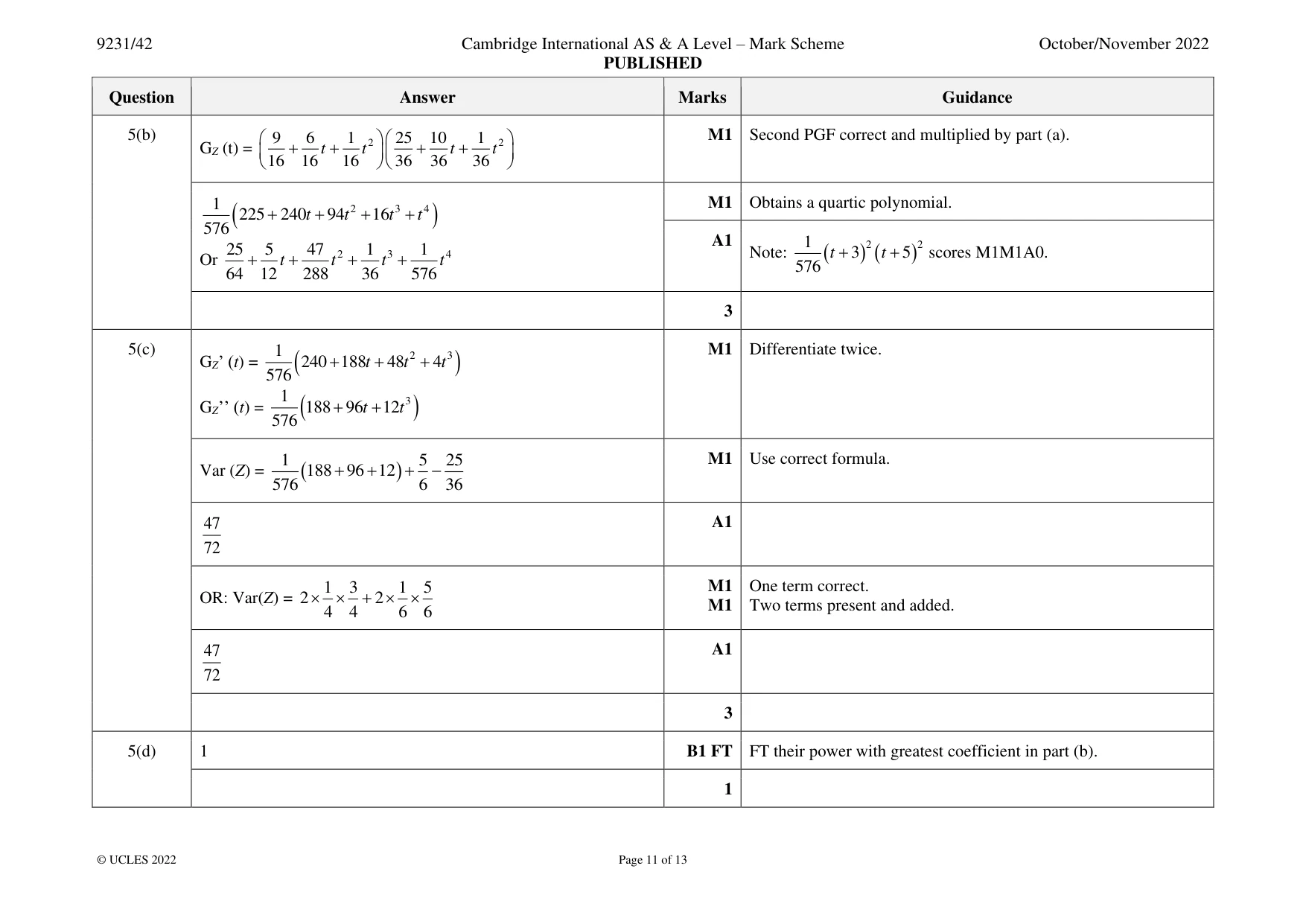 Mark scheme, page 11 of 13