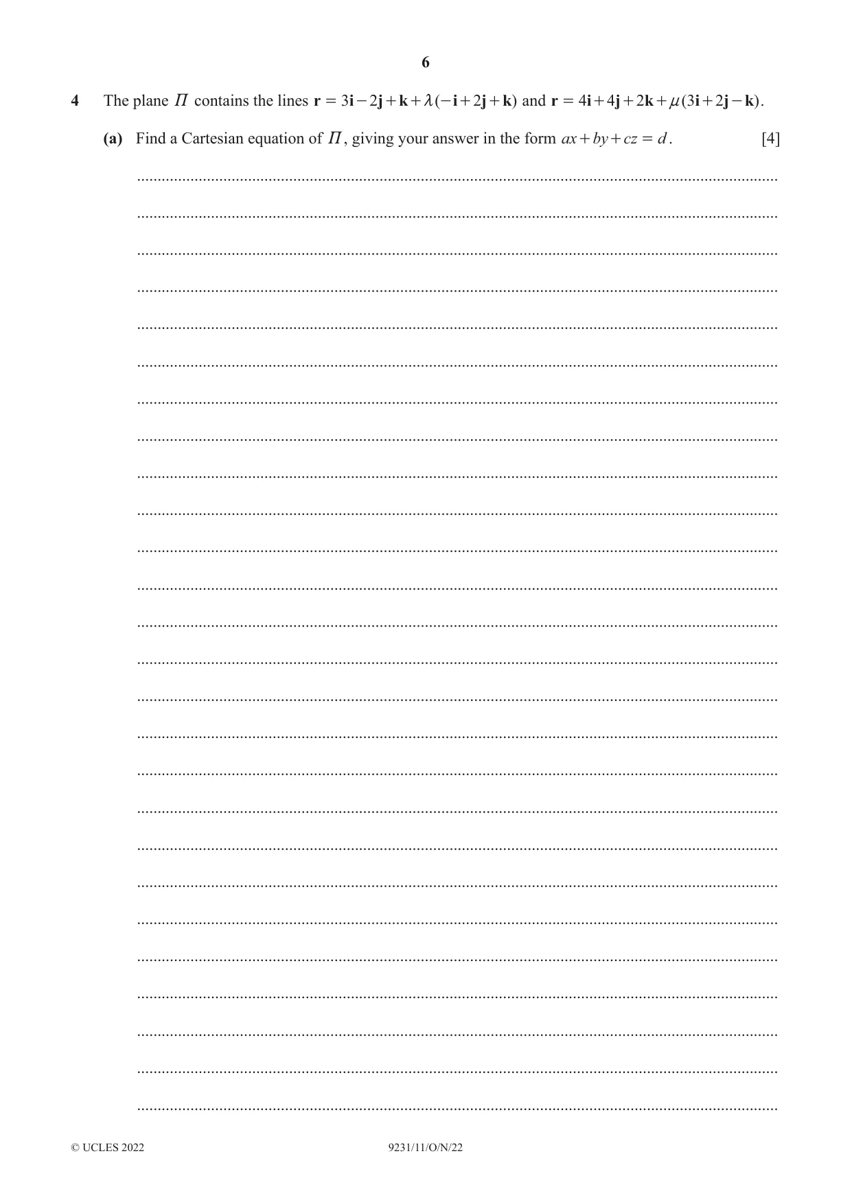 Cambridge A Level Mathematics - Further 9231 2022 Oct/Nov Paper 1 · Variant 1 question paper, page 6 of 16