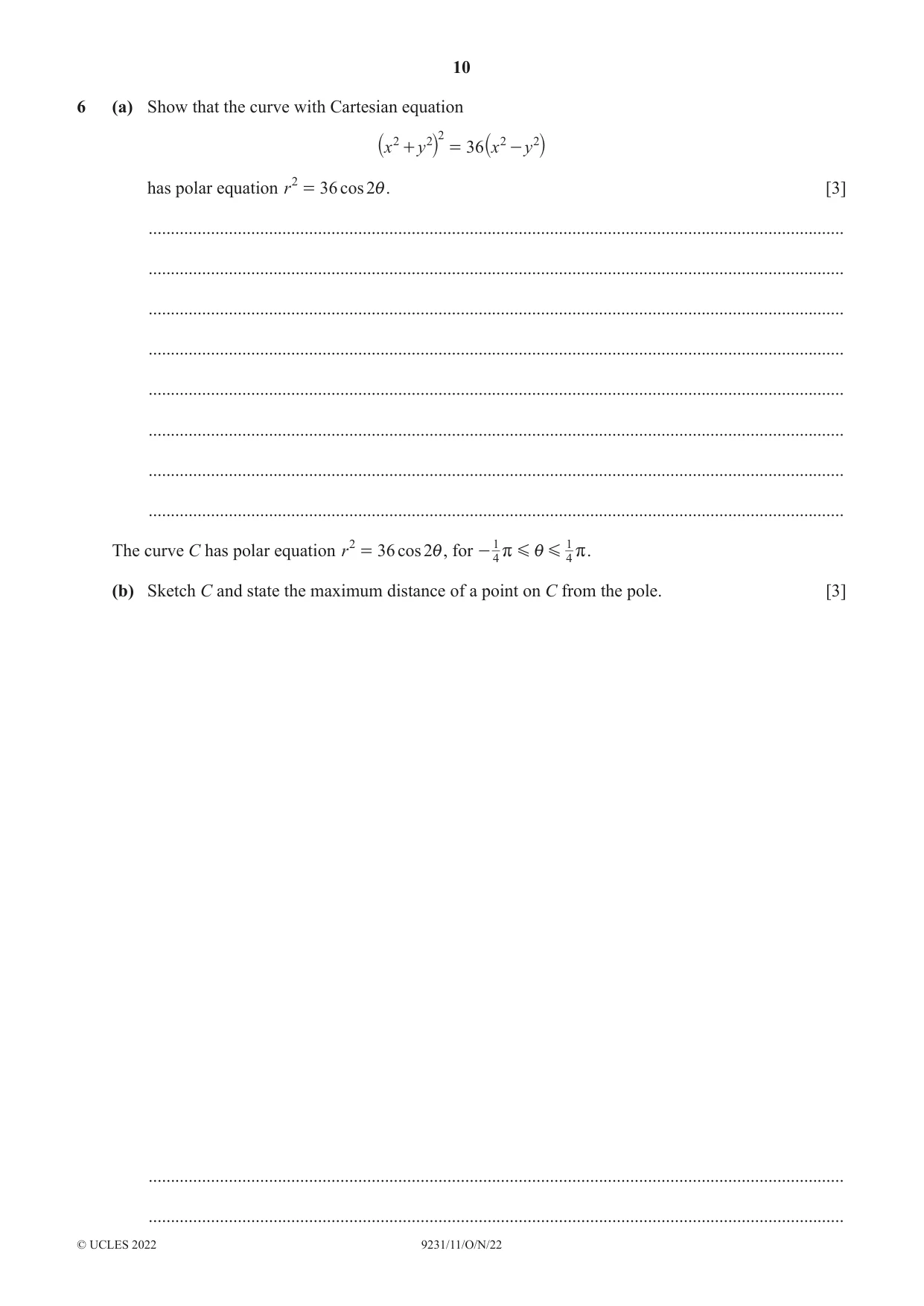 Cambridge A Level Mathematics - Further 9231 2022 Oct/Nov Paper 1 · Variant 1 question paper, page 10 of 16