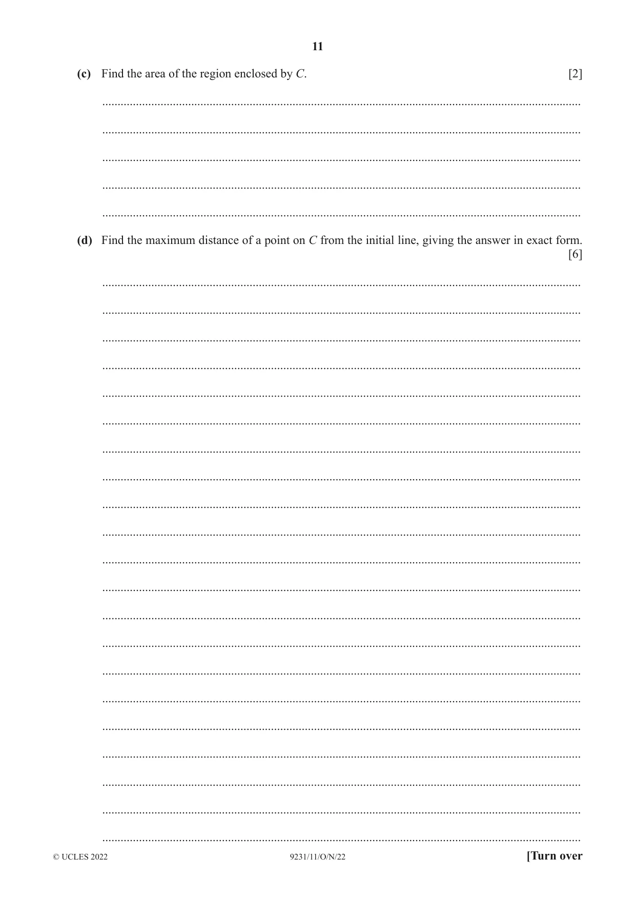 Cambridge A Level Mathematics - Further 9231 2022 Oct/Nov Paper 1 · Variant 1 question paper, page 11 of 16