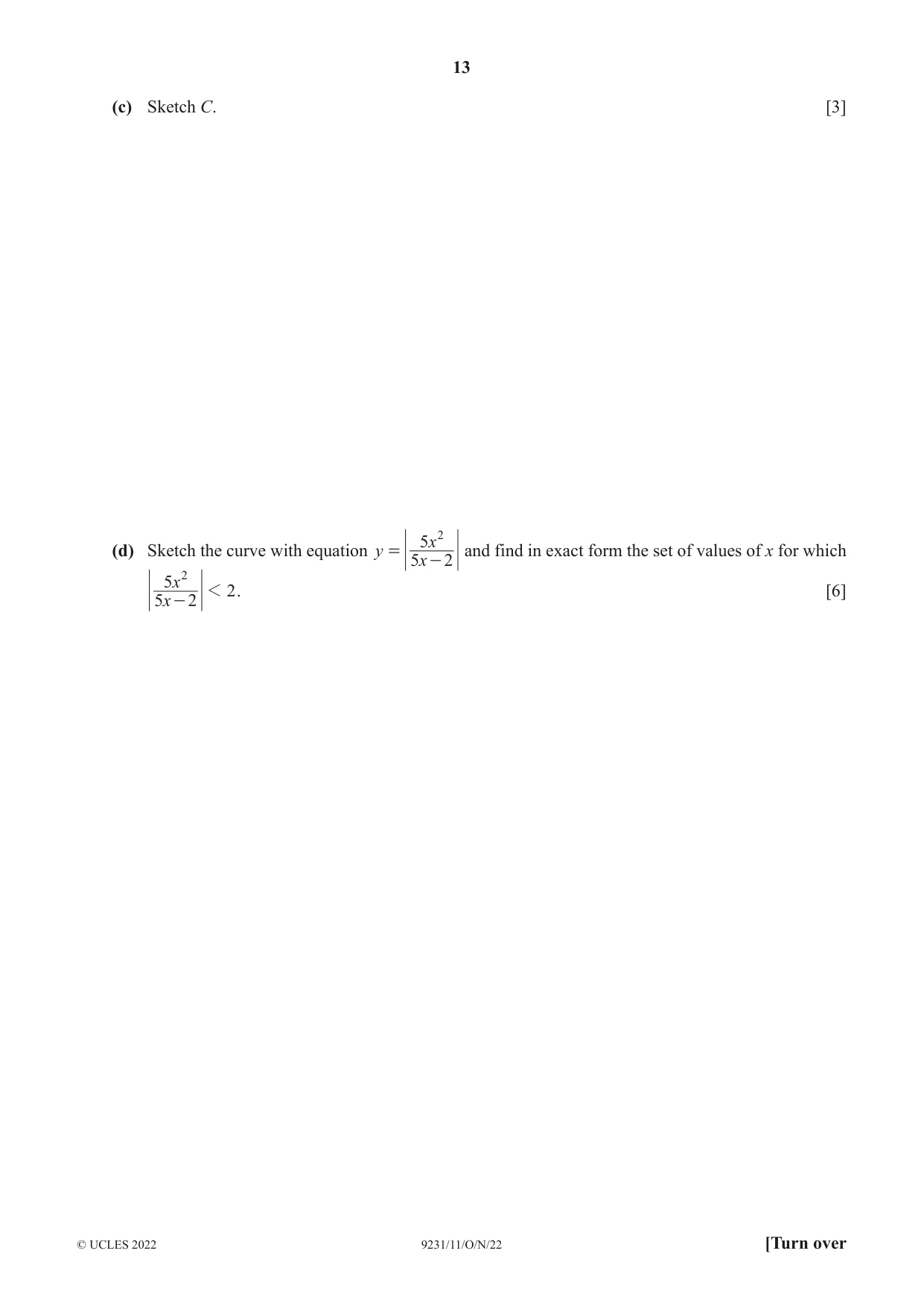 Cambridge A Level Mathematics - Further 9231 2022 Oct/Nov Paper 1 · Variant 1 question paper, page 13 of 16