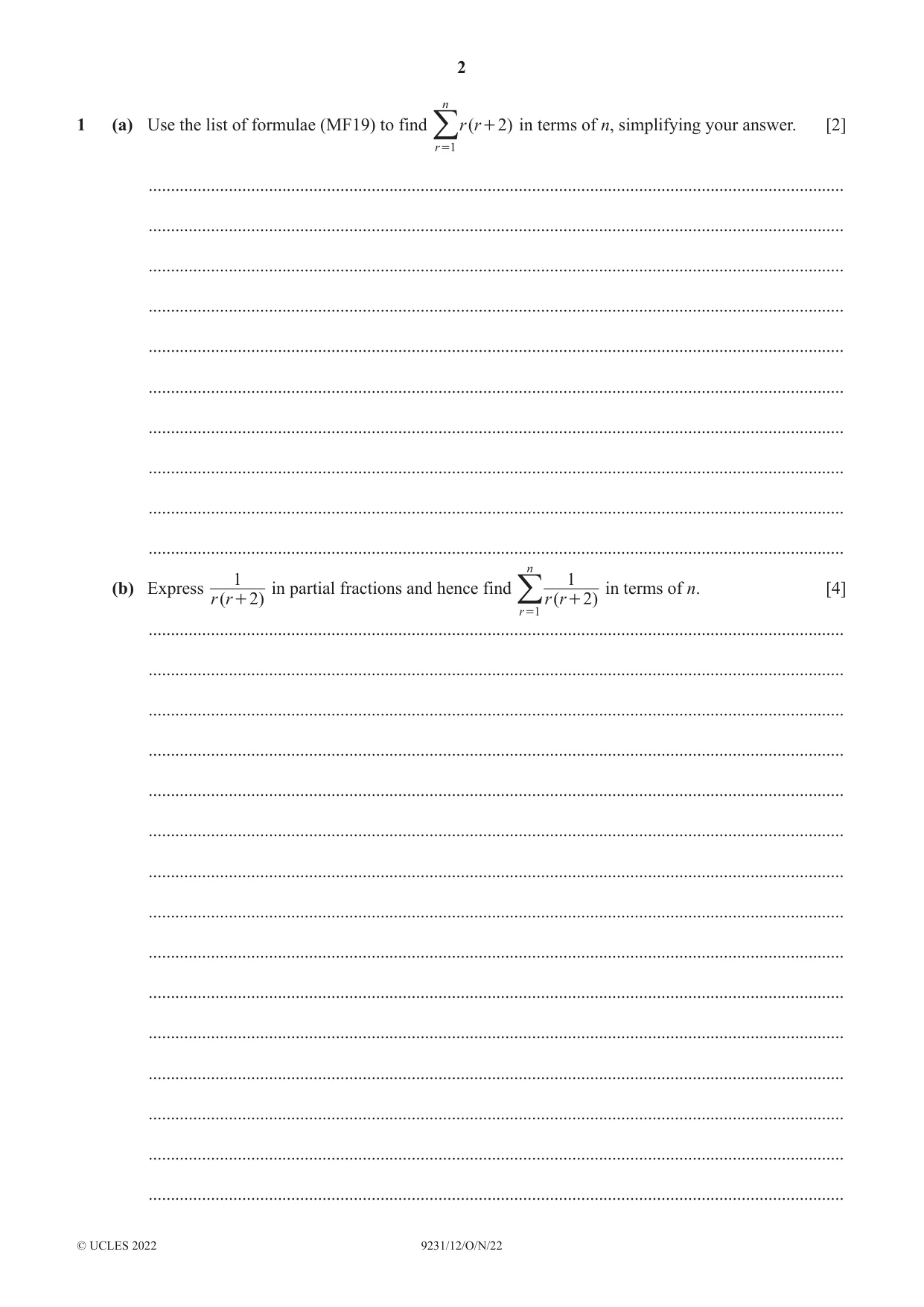 Cambridge A Level Mathematics - Further 9231 2022 Oct/Nov Paper 1 · Variant 2 question paper, page 2 of 20